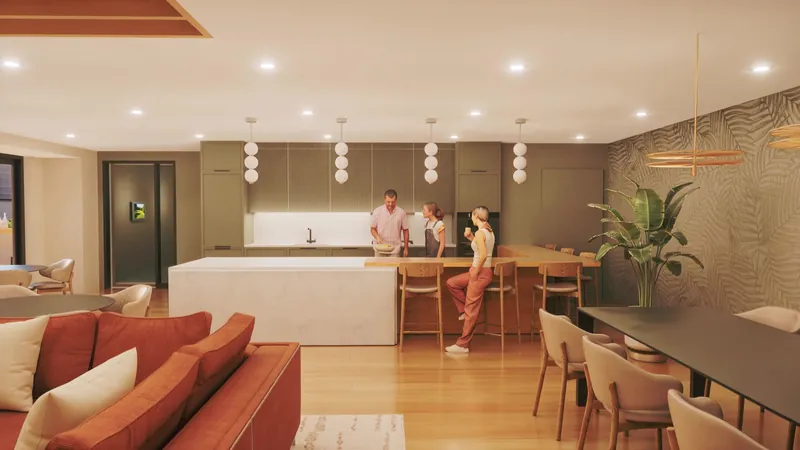 Residents in a clubroom kitchen