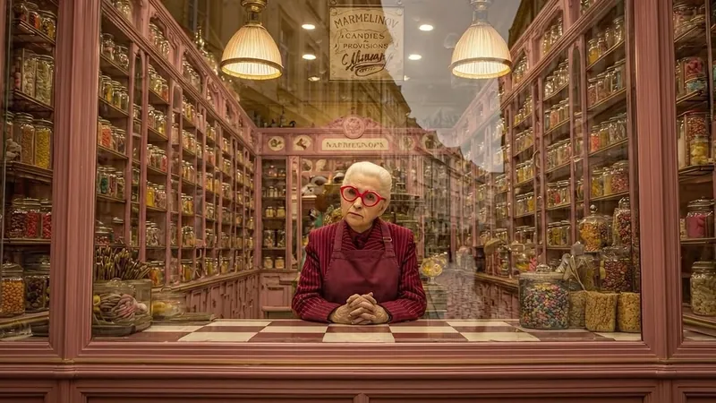 Woman in a shop full of shelves