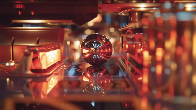 Close-up of a glowing pinball machine