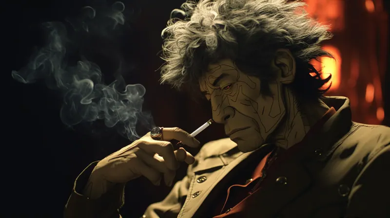 Older man with grey hair smoking a cigarette