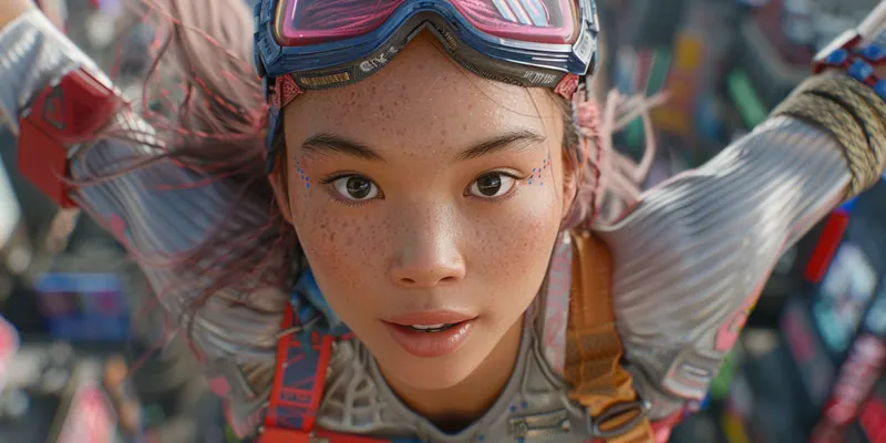 Girl with pink hair and goggles